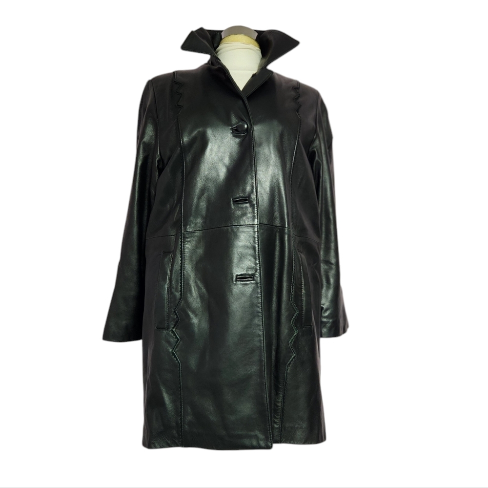 Alaska vintage Button-down Leather Jacket Size Small black